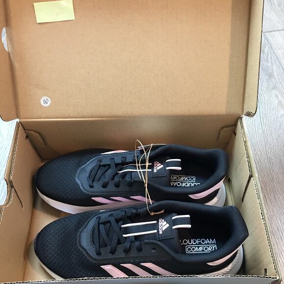 NWT Adidas QT Racer 2.0 Black Pink Cloudfoam Comfort Size 10 Sneakers - Picture 7 of 9